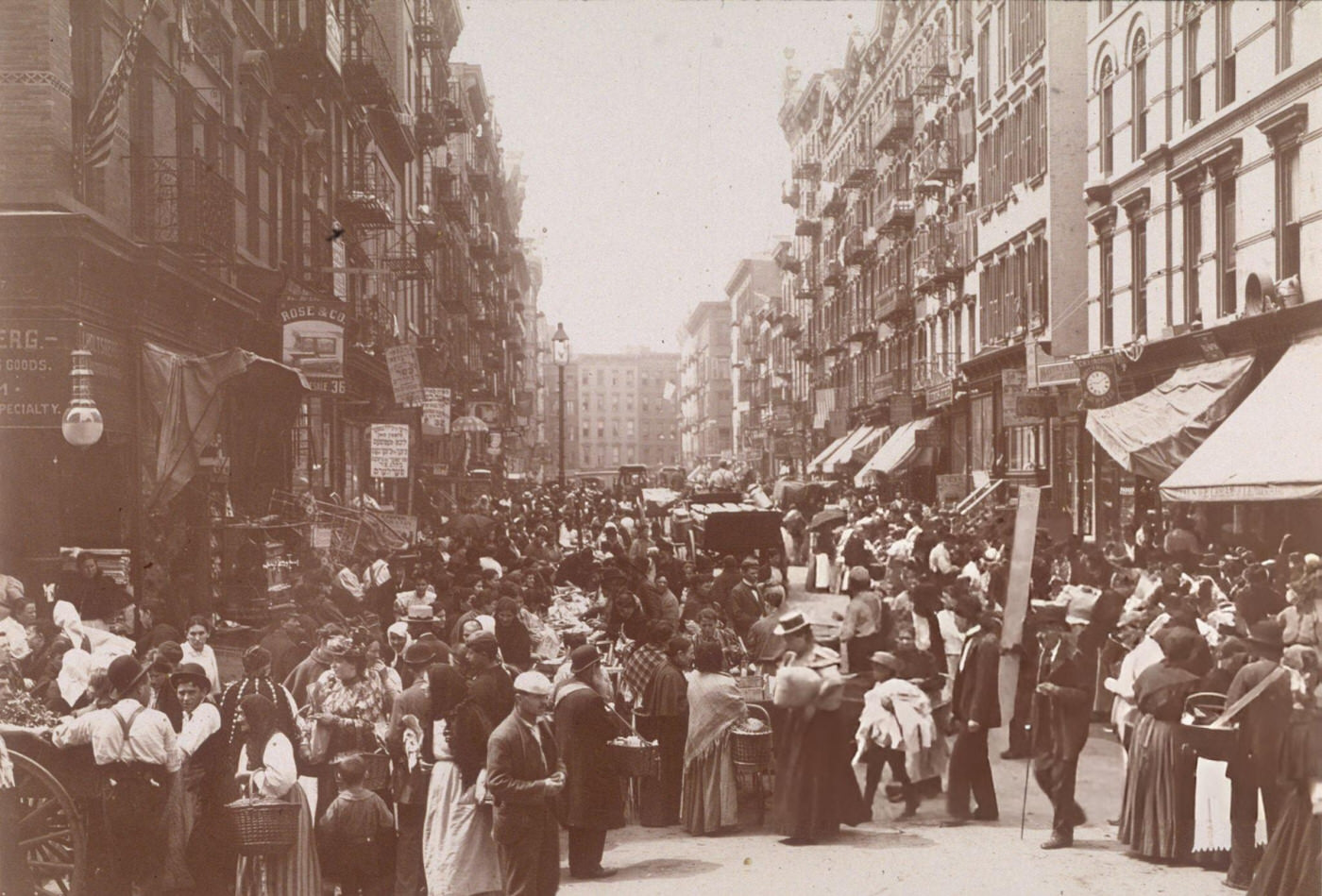 A Crowded Outdoor Market On Orchard Street, Looking South From Hester Street, On The Lower East Side, 1898.