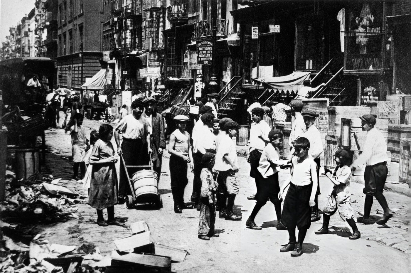 Children On Lower East Side Street, 1911.