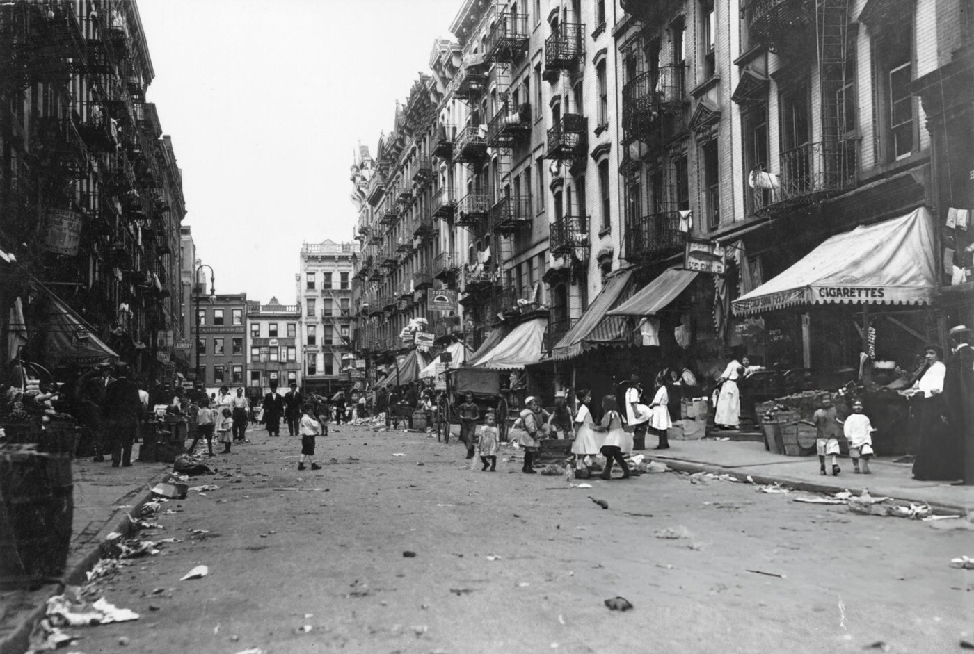 Street Scene Of Orchard Street, On The Lower East Side, 1912.