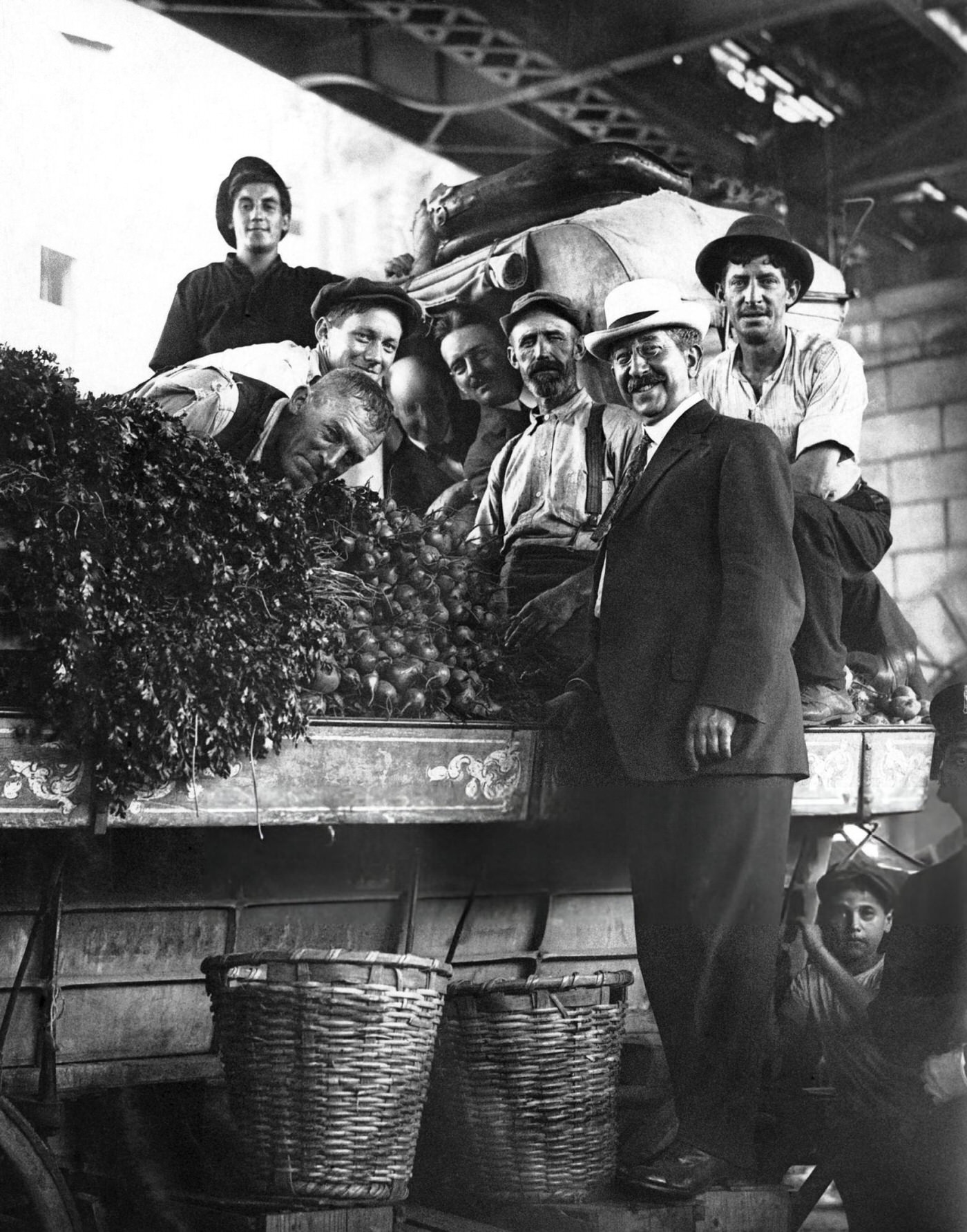 One Of The Vegetable Stands In The Public Market Under The Manhattan Bridge.