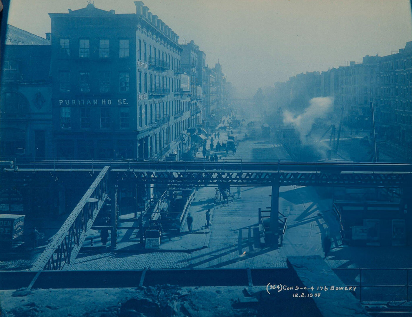 Overhead View Of Street Scene And Subway Construction At 176 Bowery, Lower East Side, 1908.