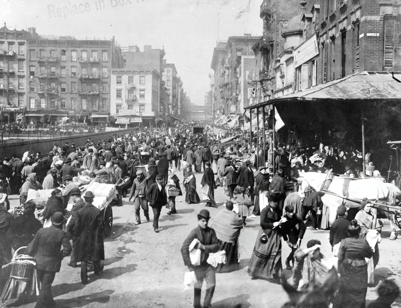 A Busy Market Scene On The Lower East Side, 1900S.