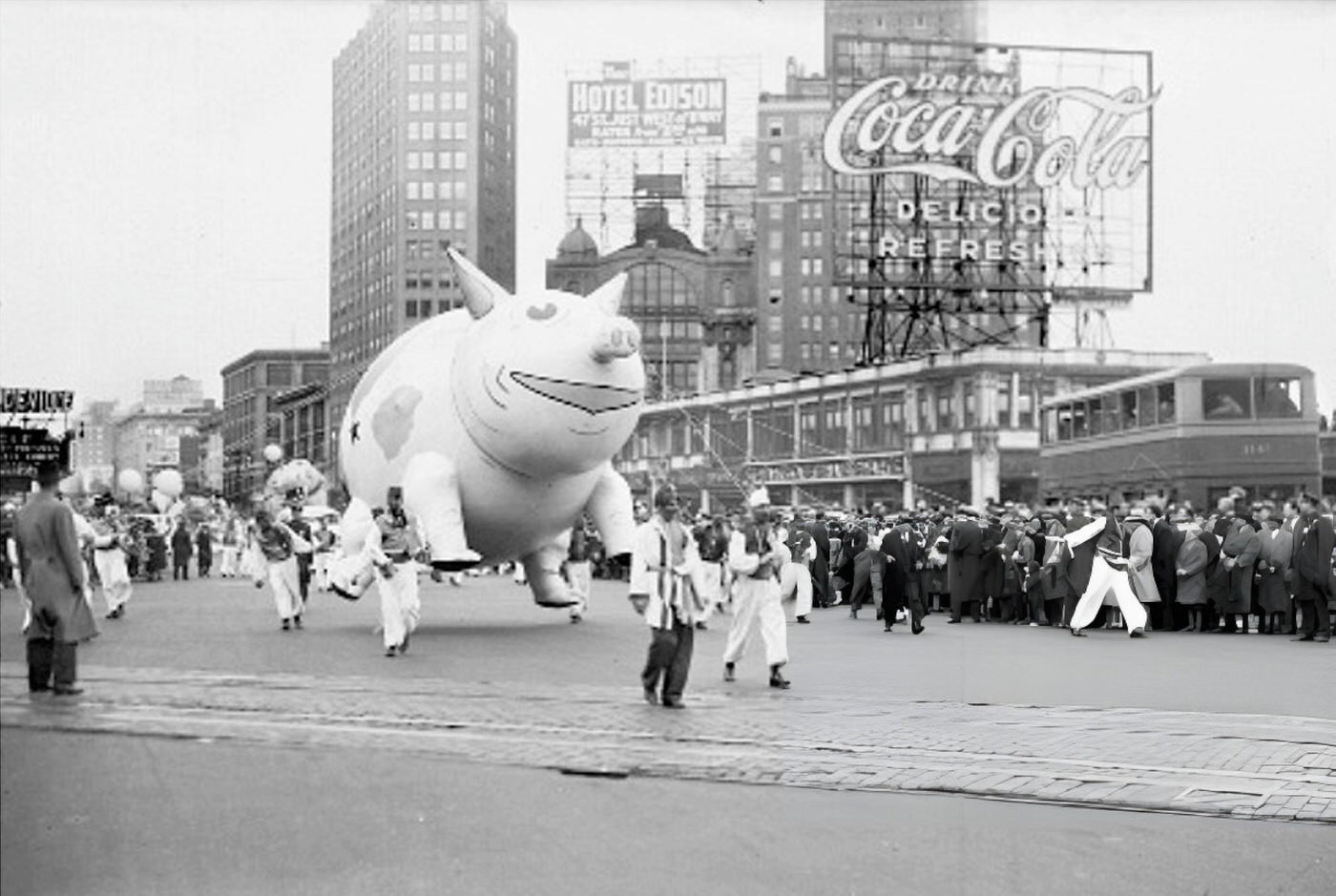 A Gigantic Pig Balloon Is A Feature Of Macy'S Thanksgiving Day Parade Down Broadway, 1931.