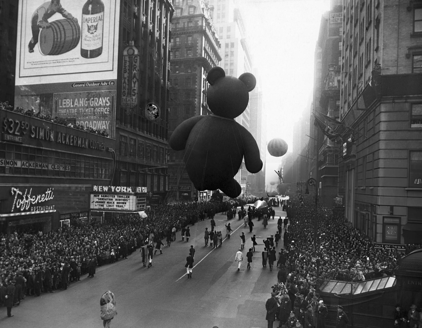 Giant Balloons Are Led Down The Street By Attendants During The Macy'S Thanksgiving Day Parade At Times Square In New York City, 1945.