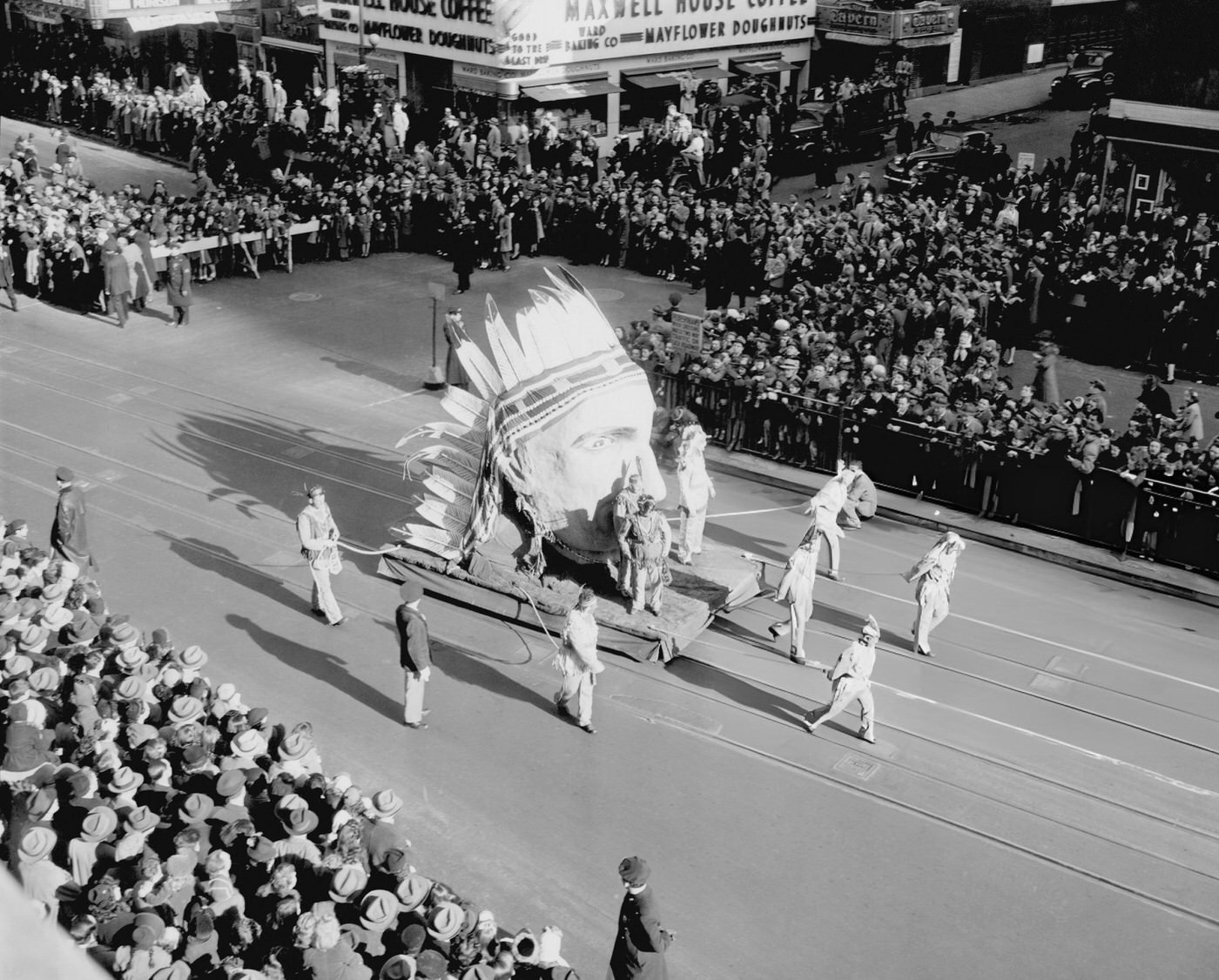 A Rooftop View Of The 1945 Macy'S Thanksgiving Day Parade, 1945.