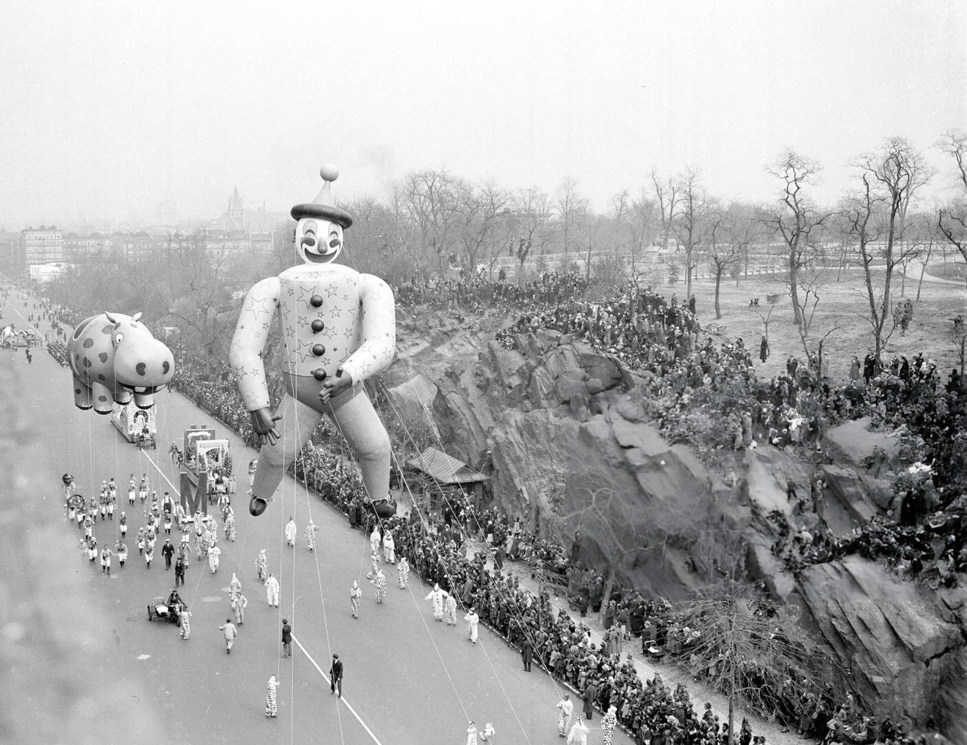 A Dopey Clown And A Hippo Float Are Featured In Macy'S Annual Thanksgiving Day Parade Down Central Park West, 1940.