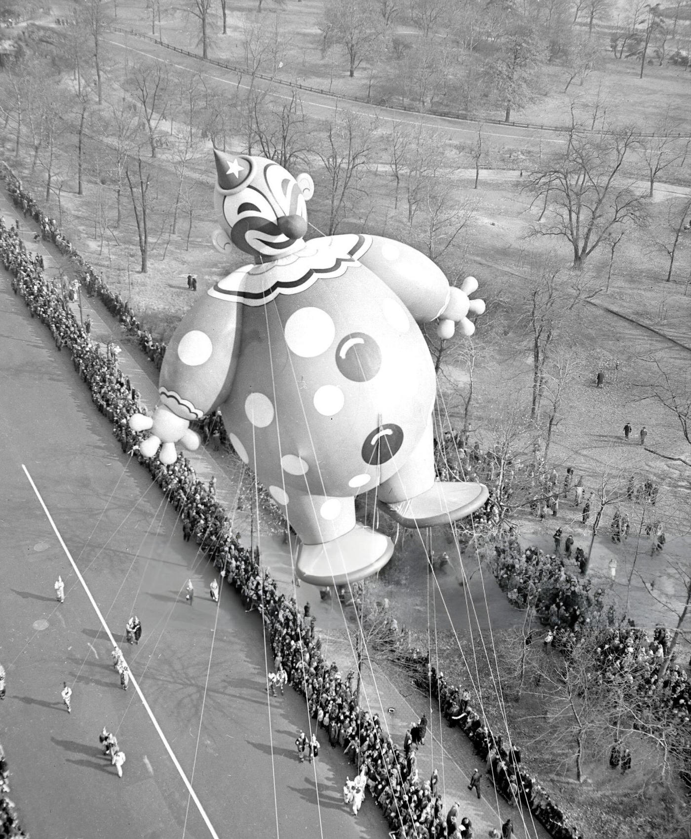 A 46-Foot-Tall, Helium-Filled Gent Floats Along Central Park West During Macy'S Thanksgiving Day Parade, 1949.