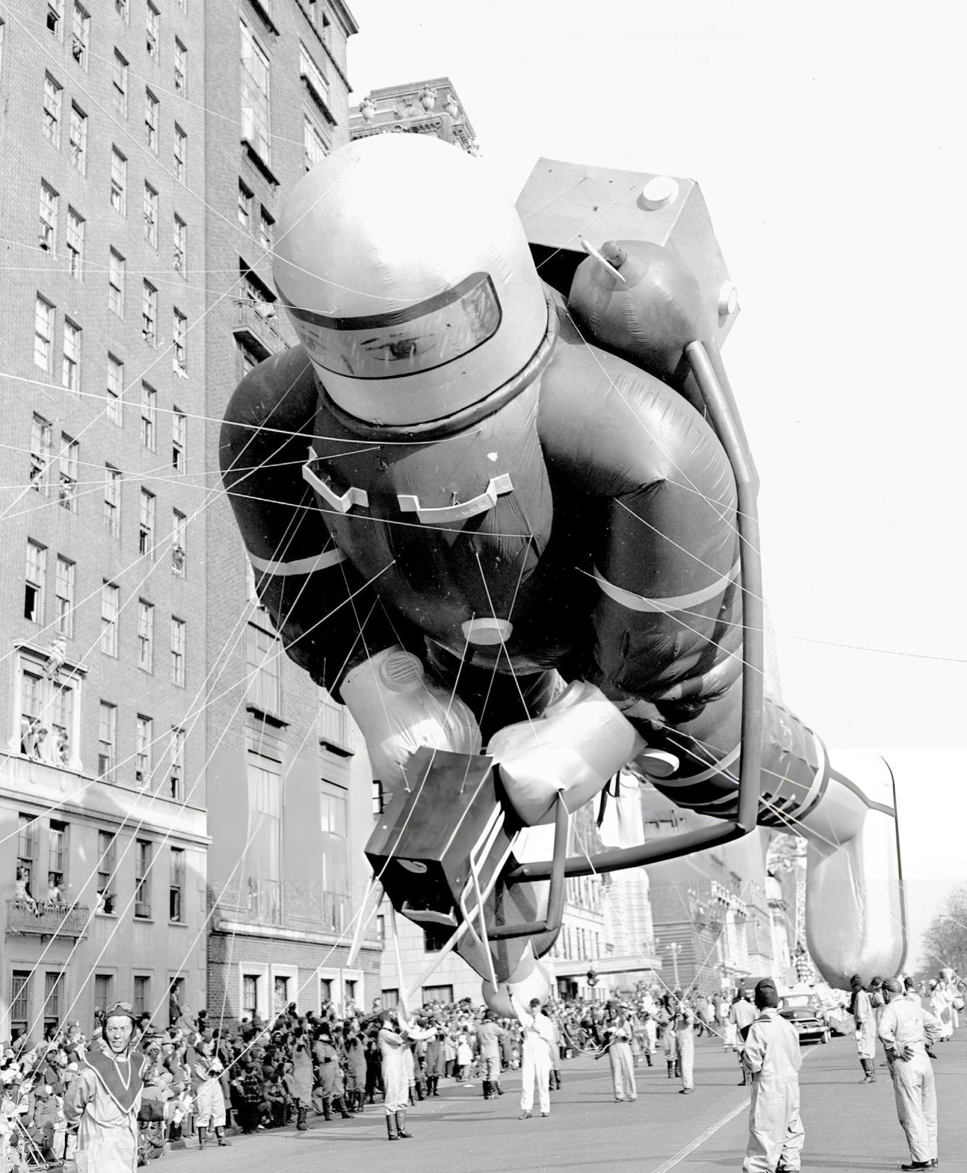 A &Amp;Quot;Space Man&Amp;Quot; Balloon Makes Its Way Down Central Park West During The 26Th Annual Macy'S Thanksgiving Day Parade, 1952.