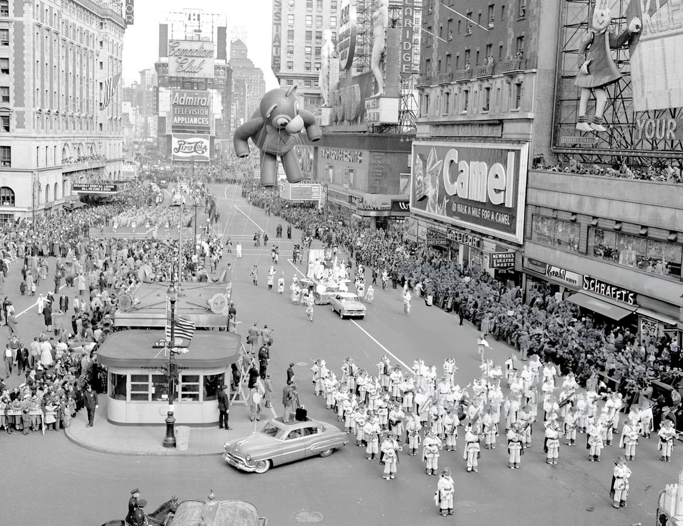 A 40-Foot Teddy Bear Makes Its Way Through Times Square During Macy'S Thanksgiving Day Parade, 1952.