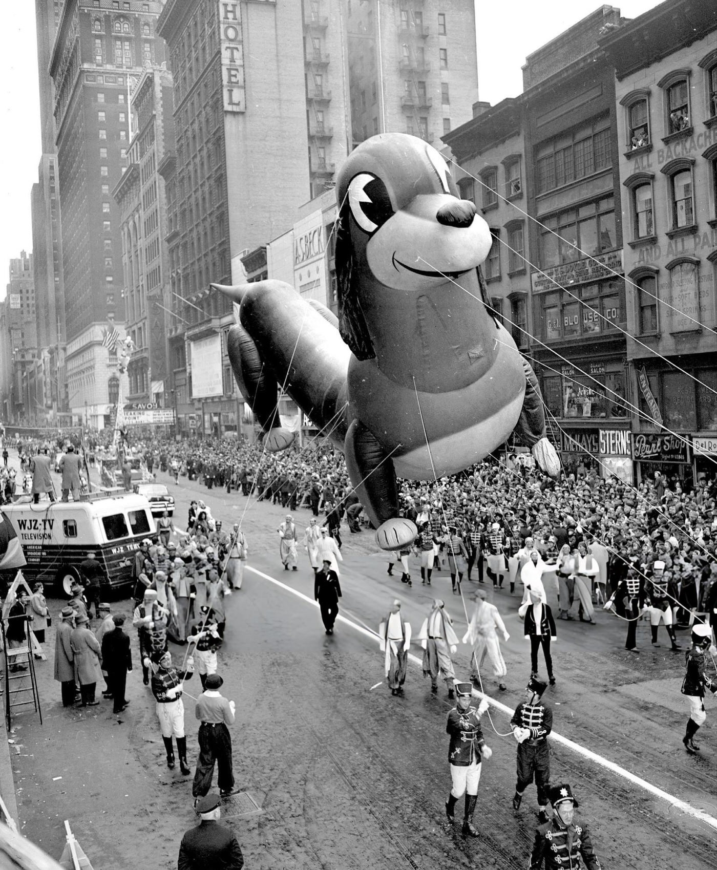 A Dachshund Balloon Smiles During Macy'S Thanksgiving Day Parade, 1951.