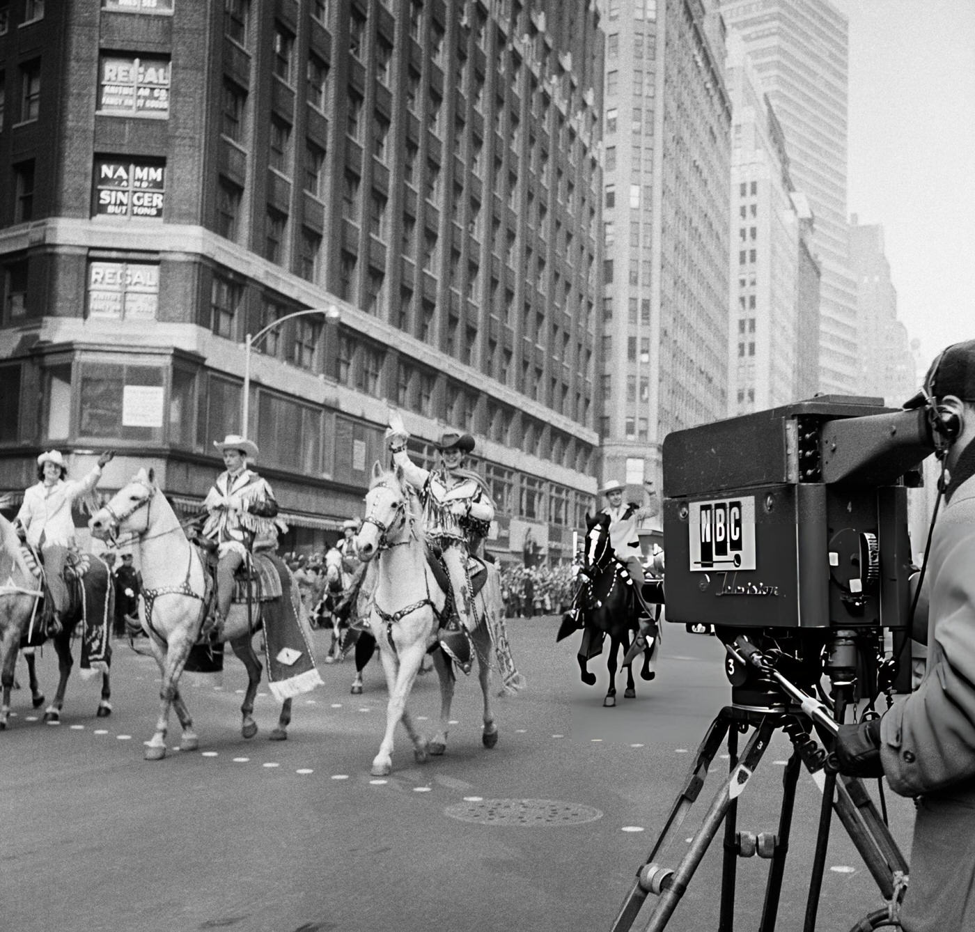 Cowboys On Horseback Participate In The 1954 Macy'S Thanksgiving Day Parade, 1954.