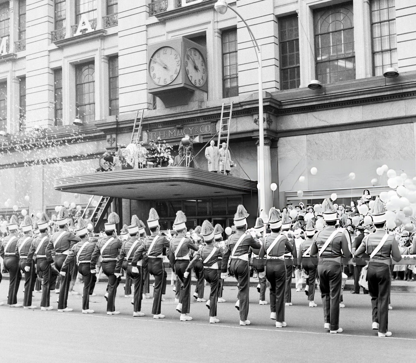 A Marching Band Plays During The 1954 Macy'S Thanksgiving Day Parade, 1954.