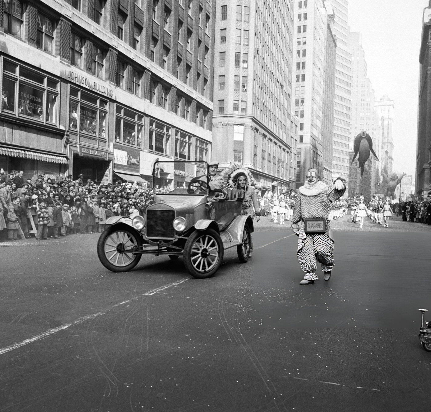 A Car Drives By With Some Of The Cast Members Of Howdy Doody During The 1954 Macy'S Thanksgiving Day Parade, 1954.