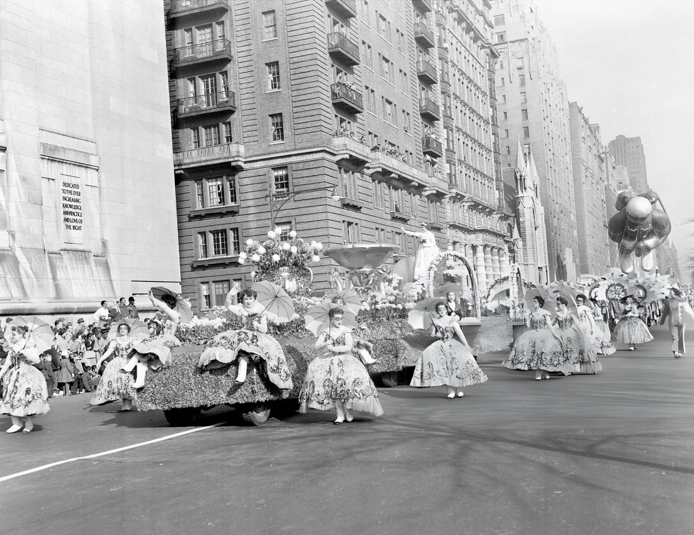 Despite Predictions Of Rain, Macy'S Parade Proceeds In Bright Thanksgiving Weather, With Hopalong Cassidy Present, 1951.