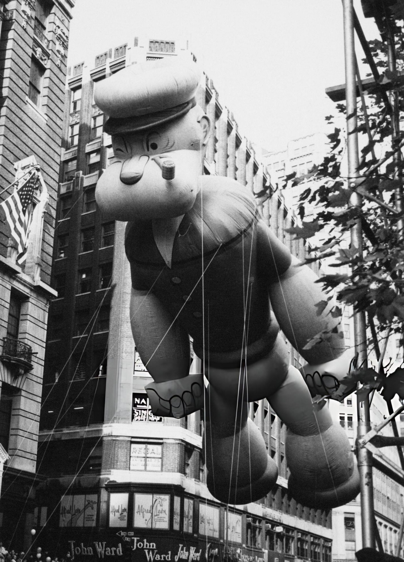 An Inflatable Popeye Floats Over The Macy'S Day Parade At Thanksgiving In New York City, 1961.