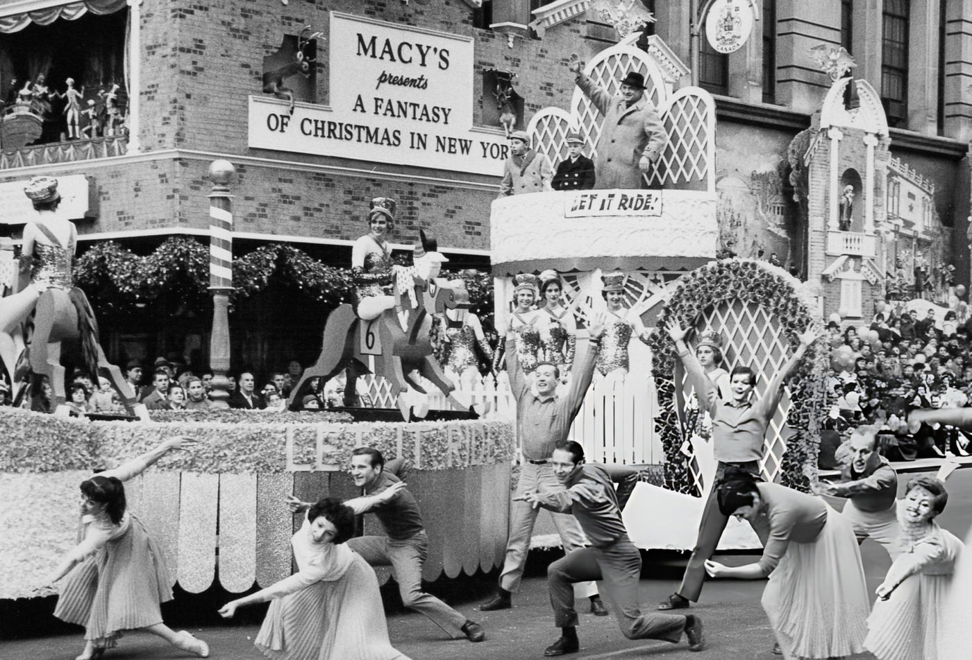 A Parade Float Advertises The Broadway Musical 'Let It Ride' During The Macy'S Day Parade At Thanksgiving In New York City, 1961.