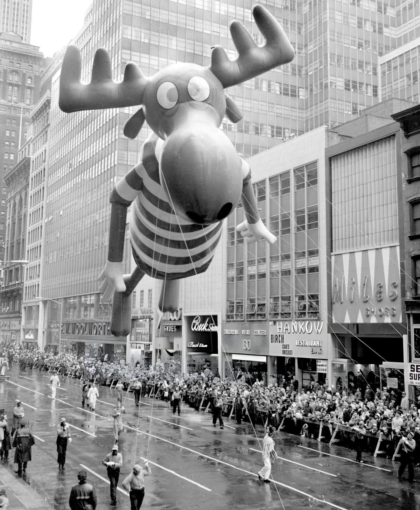 A Bullwinkle Float Moves Along Broadway At 34Th Street During Macy'S Thanksgiving Day Parade, 1961.