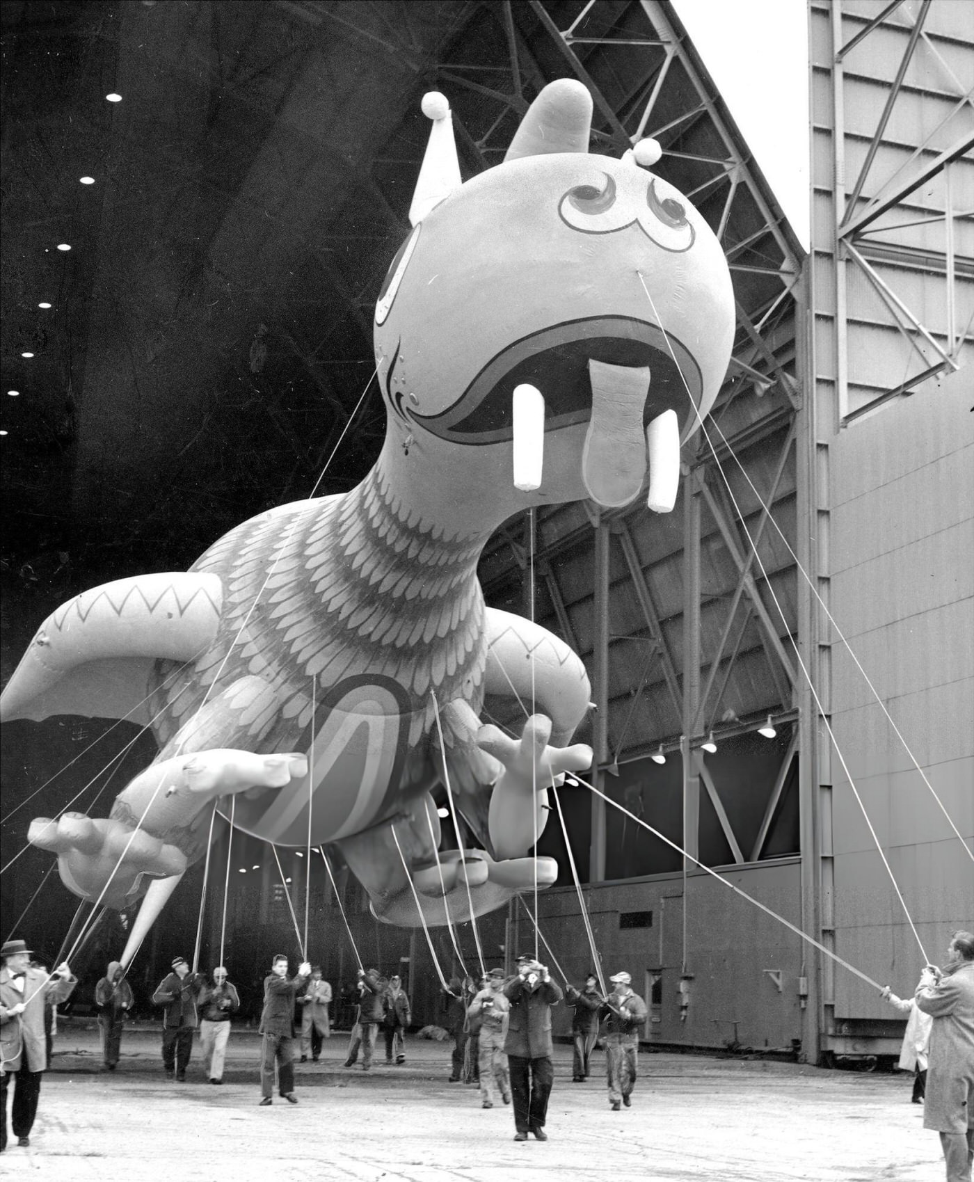 A 70-Foot-Long Dragon With 3-Foot-Wide Wings Gets A Trial Run Before Appearing In Macy'S Thanksgiving Day Parade, 1961.