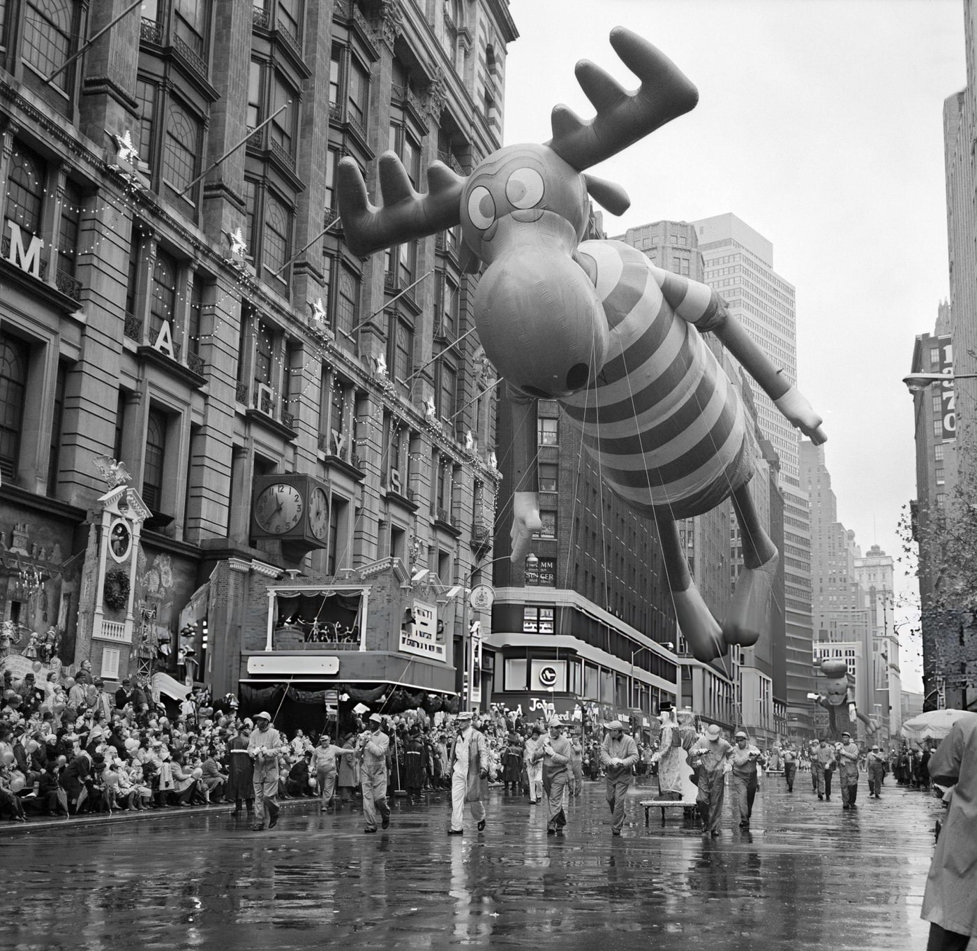 A Giant Bullwinkle Float Looms Over The Crowd In The Macy'S Thanksgiving Day Parade In New York City, 1961.