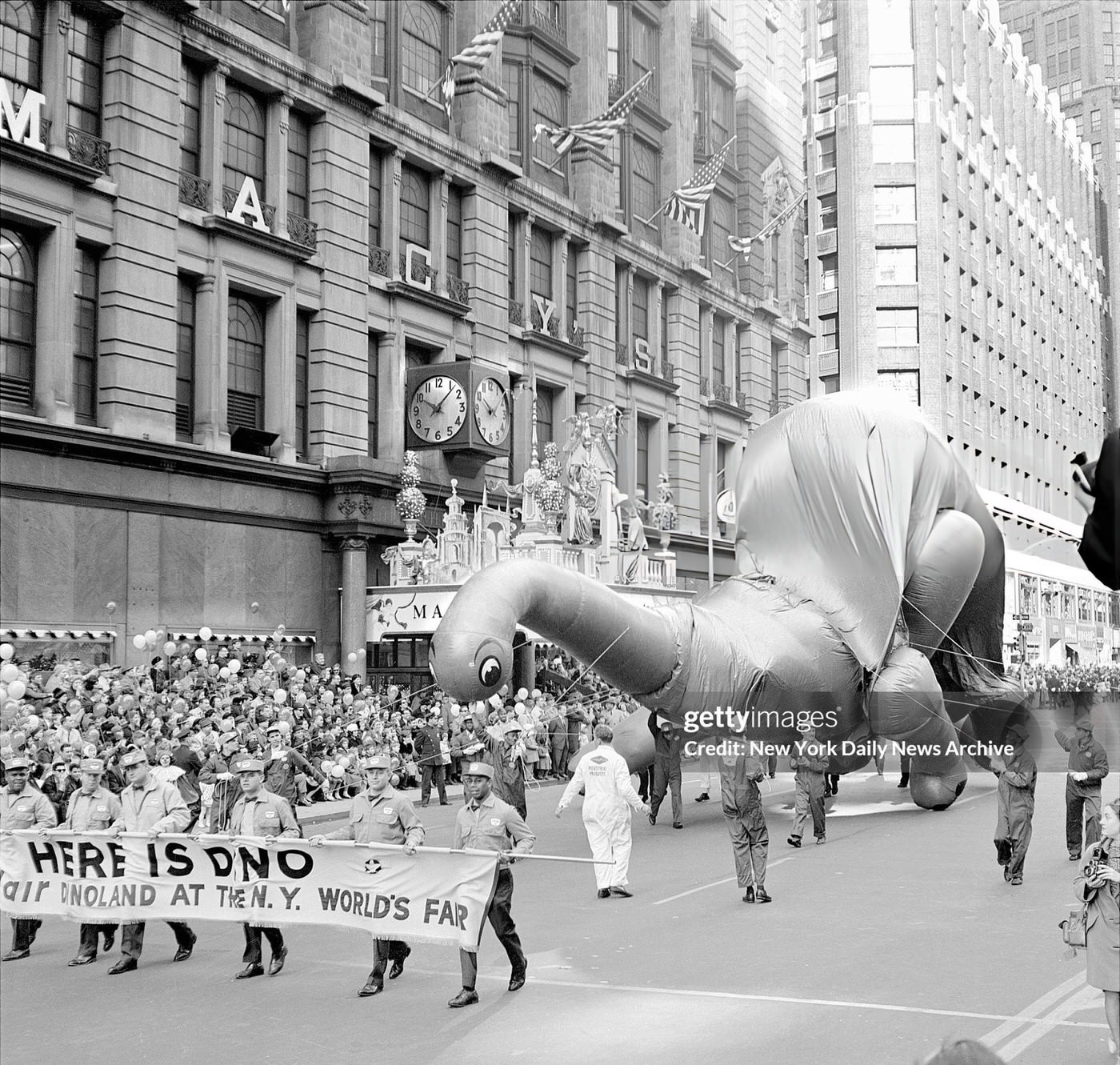 Popeye'S Giant Balloon Never Got Inflated, And Dino The Dinosaur Drooped After Hitting A Lamppost During Macy'S Thanksgiving Day Parade, 1964.