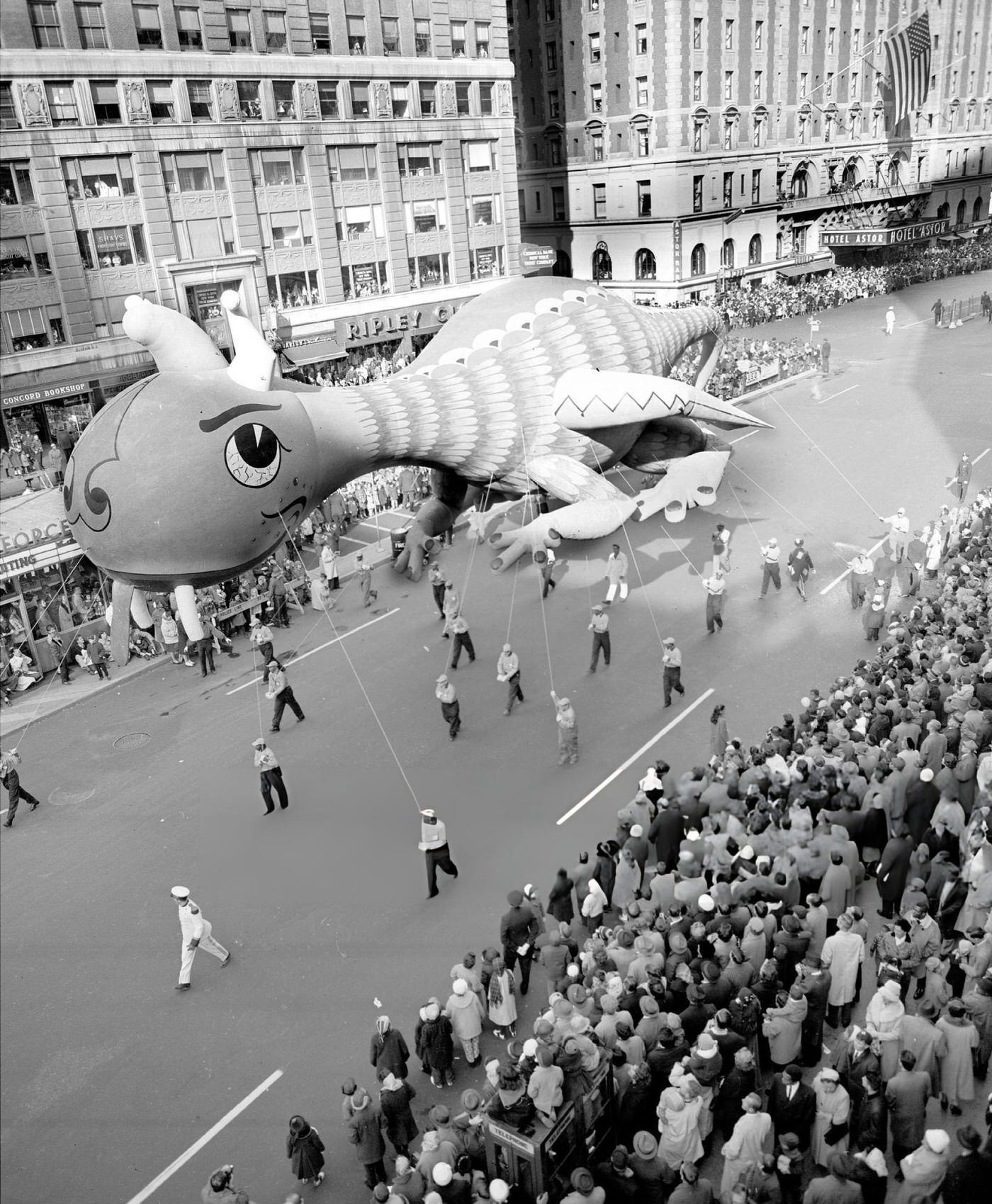 A 72-Foot Dragon Floats Through Times Square During Macy'S Thanksgiving Day Parade, 1960.