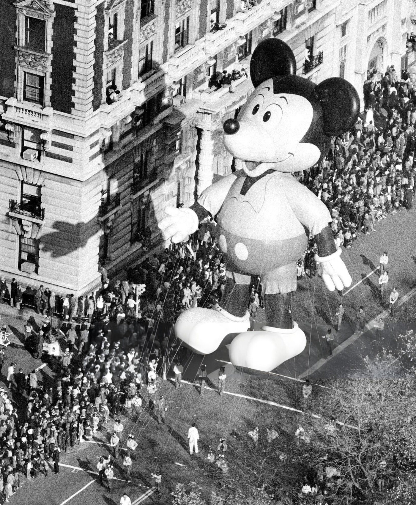Mickey Mouse Calmly Surveys The Crowd Along Central Park West At Macy'S Thanksgiving Day Parade, 1972.