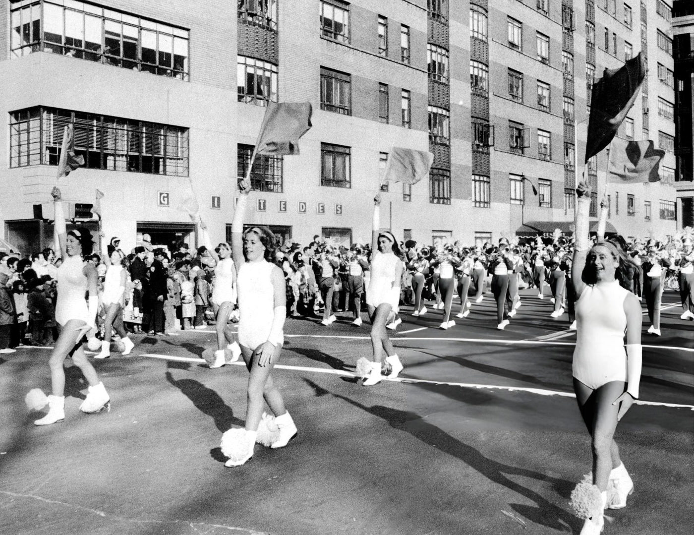 The Dover High School Band From Dover, Ohio, Marches In The Annual Macy'S Thanksgiving Day Parade, 1972.