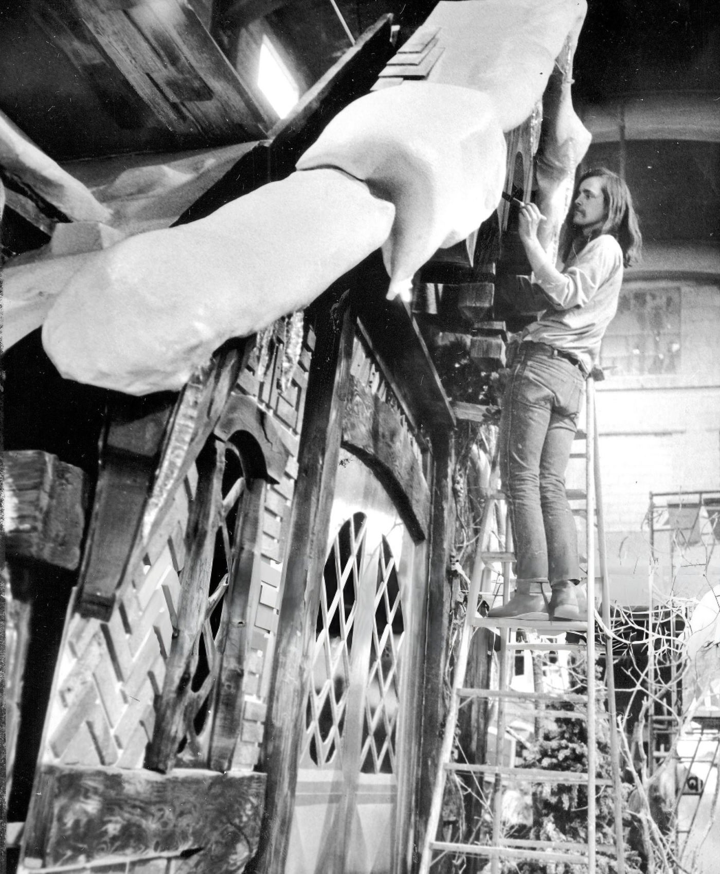 Roger Shane Finishes Up Santa'S House For Macy'S Thanksgiving Day Parade, 1972.