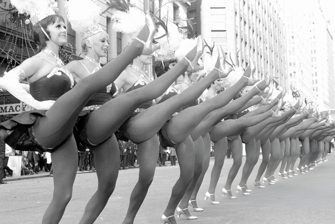Radio City Rockettes Perform Tricks At Macy'S Thanksgiving Day Parade, 1972.