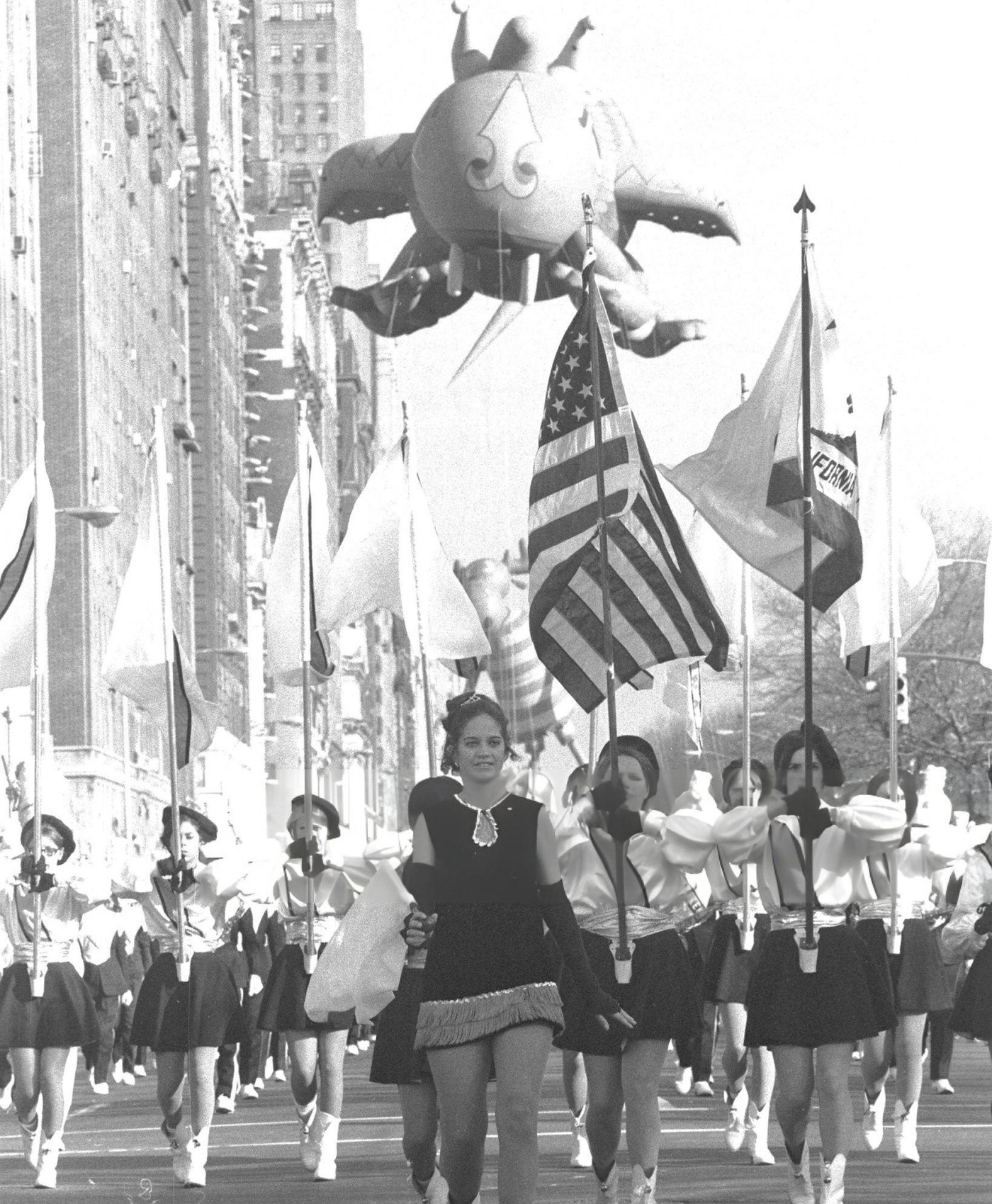 Girls And Floats Fill Central Park West In The 44Th Annual Macy'S Thanksgiving Day Parade, 1972.