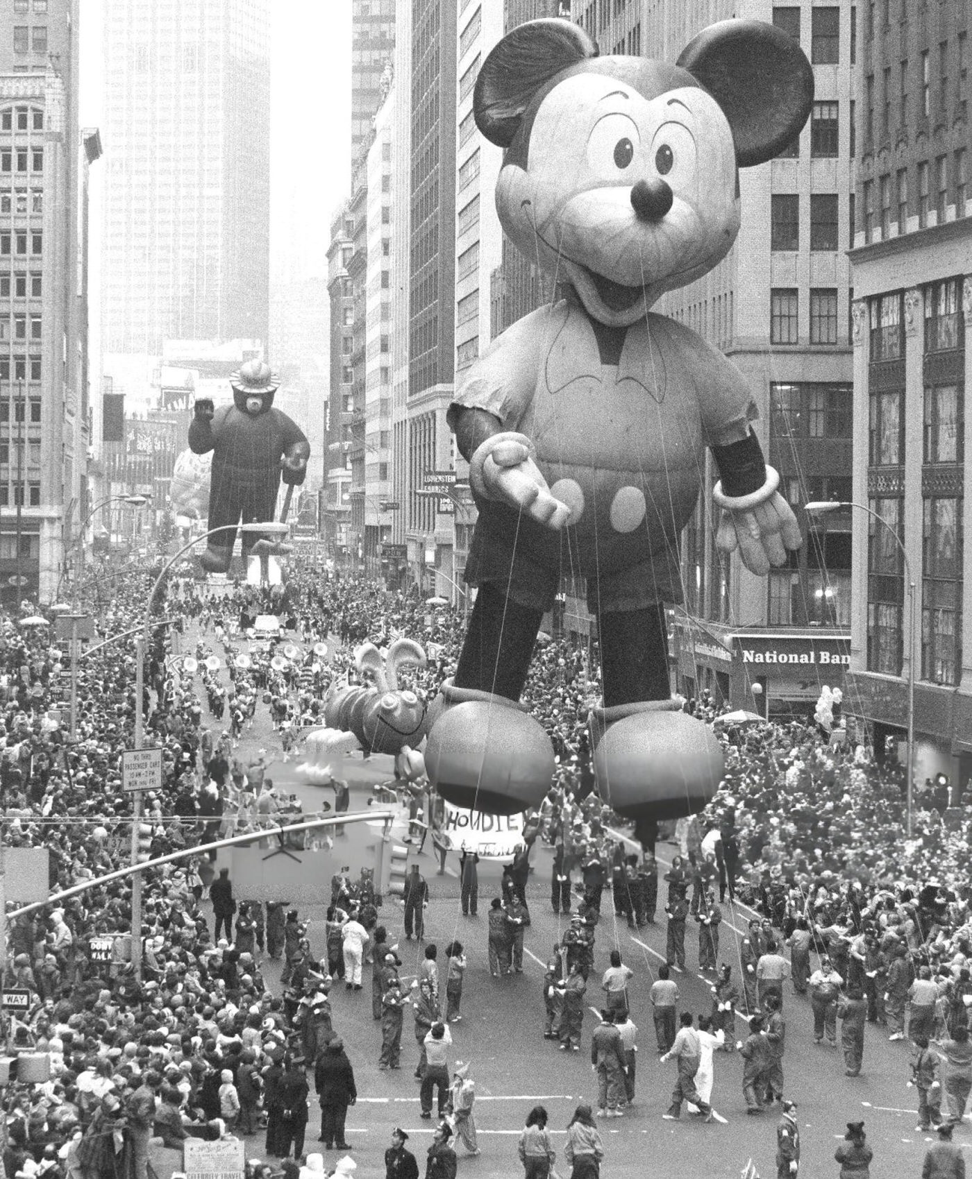 Marching Bands And Giant Floats Move Down Broadway Near Herald Square During Macy'S Thanksgiving Day Parade, Featuring Mickey Mouse, 1972.