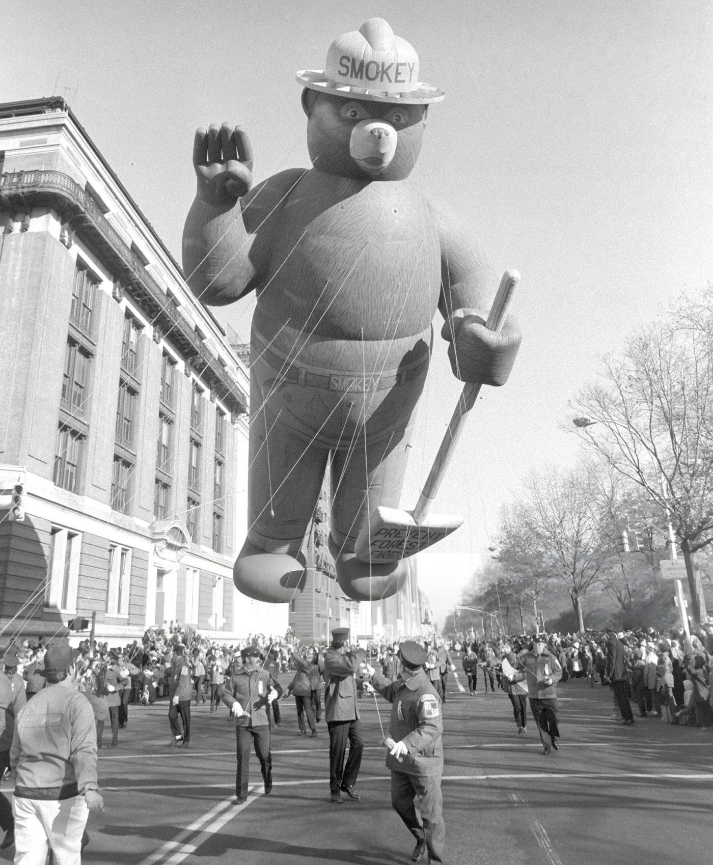 Smokey The Bear Is Featured At Macy'S Thanksgiving Day Parade Along Central Park West, 1972.