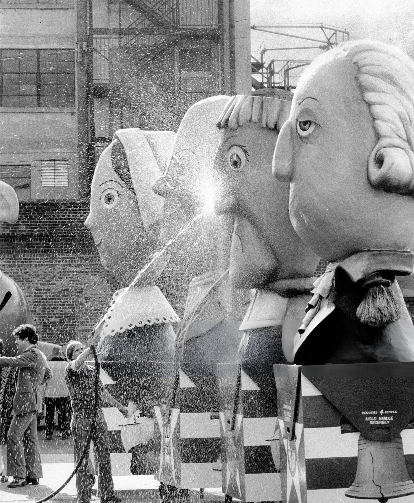 George Washington Awaits His Face Wash In Preparation For Macy'S Thanksgiving Day Parade, 1972.