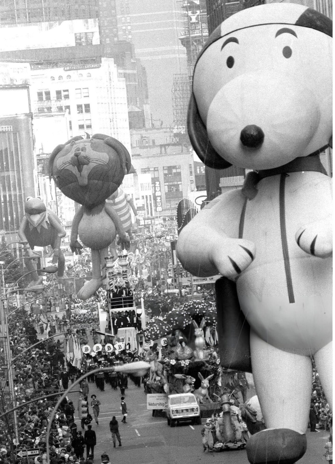Balloons From Snoopy, Linus The Lionhearted, And Kermit The Frog Are Featured In The 51St Annual Macy'S Thanksgiving Day Parade, 1972.