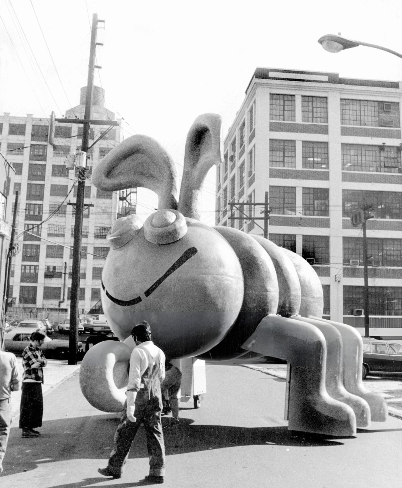 A Cootie Bug Is Prepared For Macy'S Thanksgiving Day Parade Outside A Hoboken Warehouse, 1972.