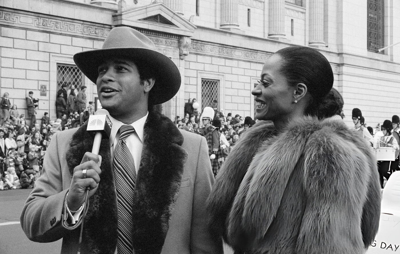 Bryant Gumbel And Diana Ross At The 1979 Macy'S Thanksgiving Day Parade, 1979.