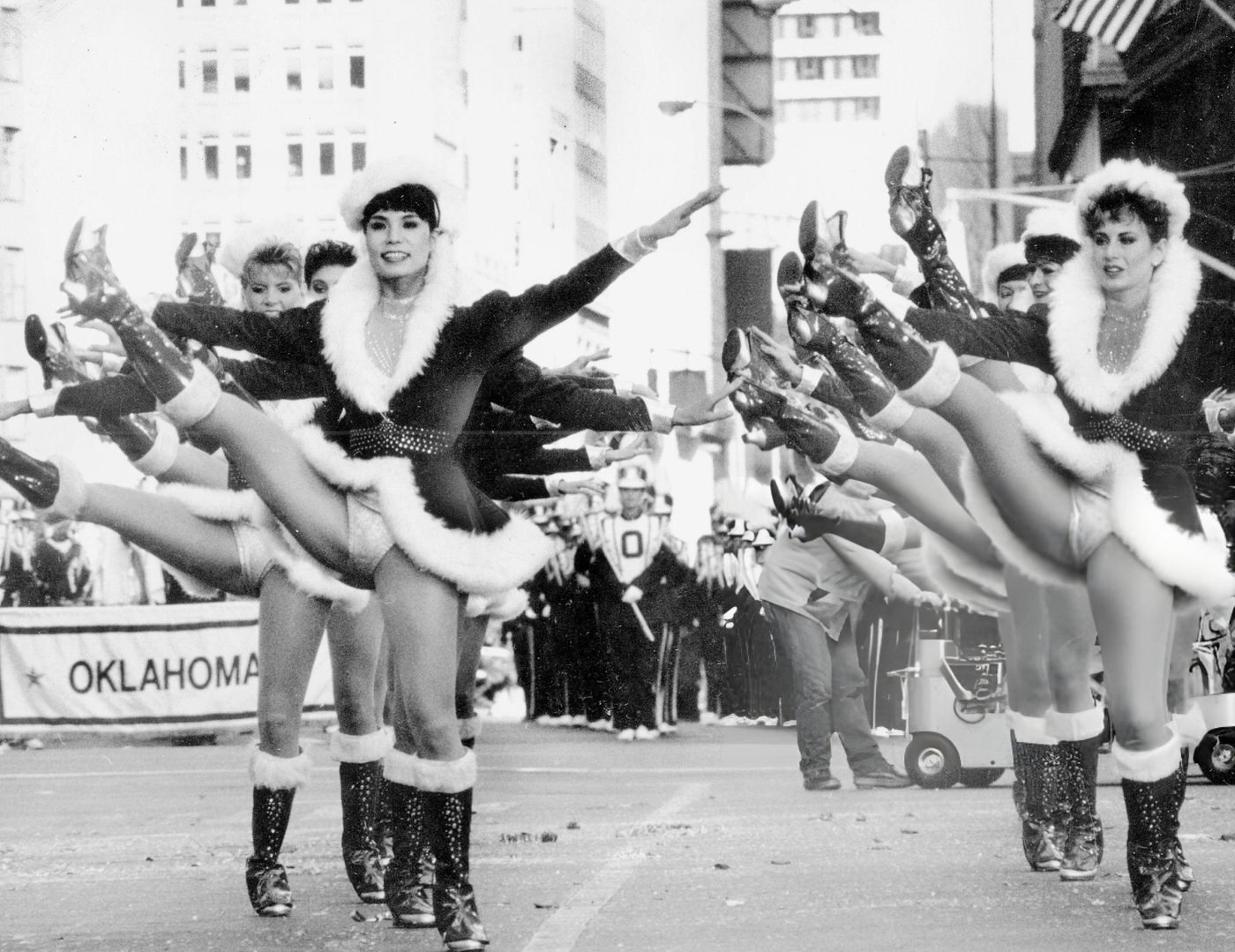 The Rockettes, Wearing Seasonal Costumes, Participate In The Macy'S Thanksgiving Day Parade.