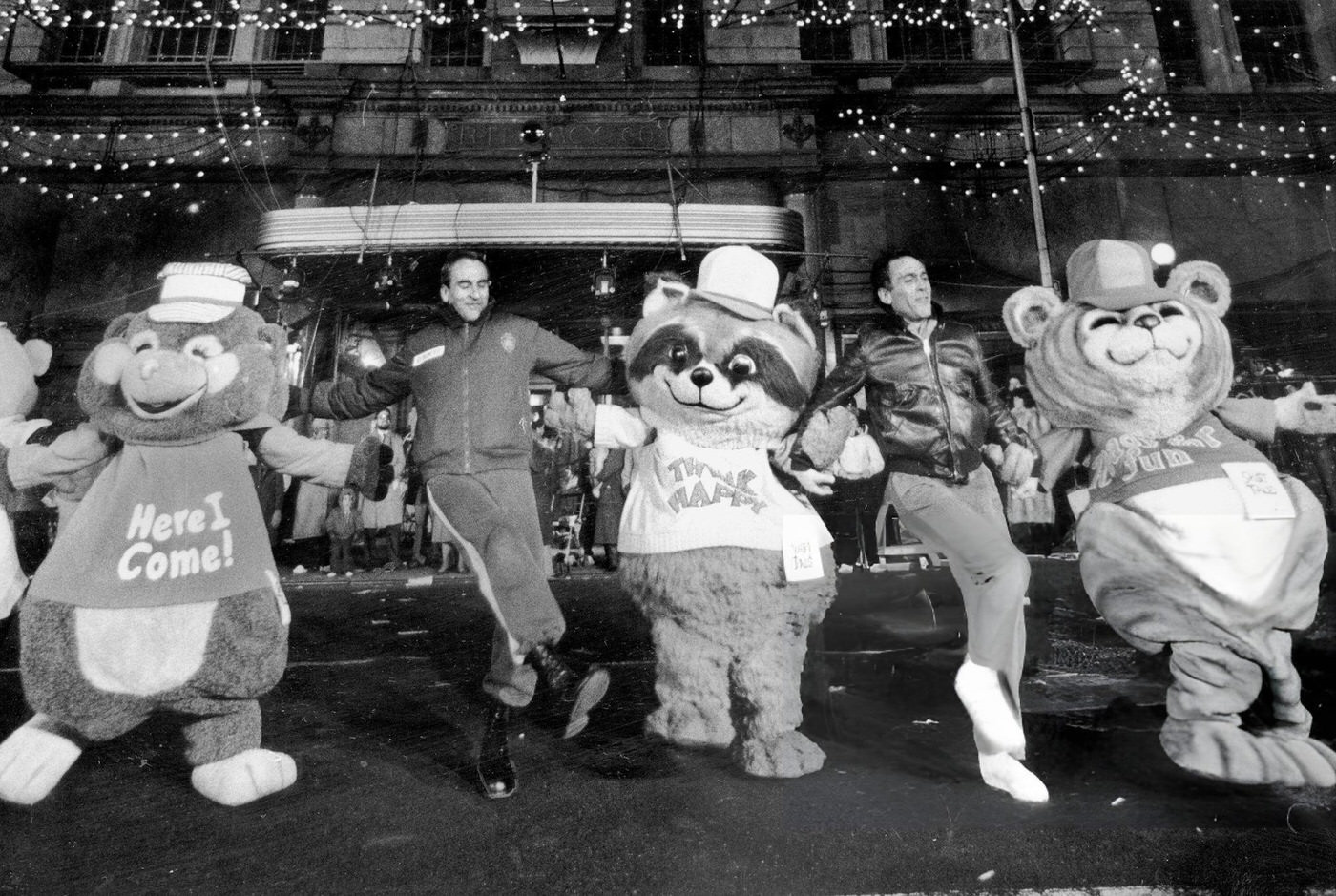 James Sikking And Bruce Weitz Of Tv'S &Amp;Quot;Hill Street Blues&Amp;Quot; Rehearse In Herald Square For The Macy'S Thanksgiving Day Parade.