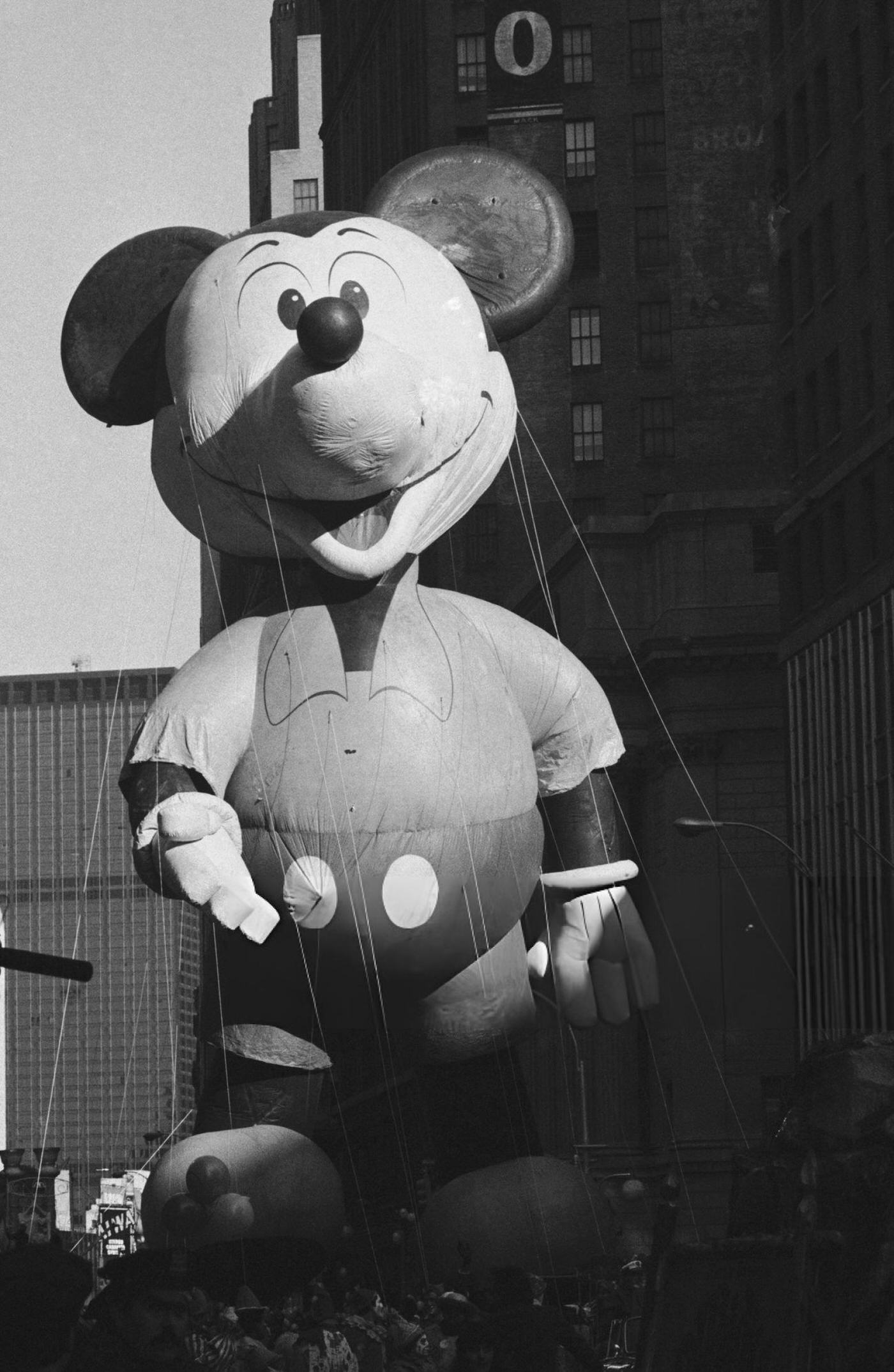 The Mickey Mouse Balloon Passes The Crowd During The 1982 Macy'S Thanksgiving Day Parade.