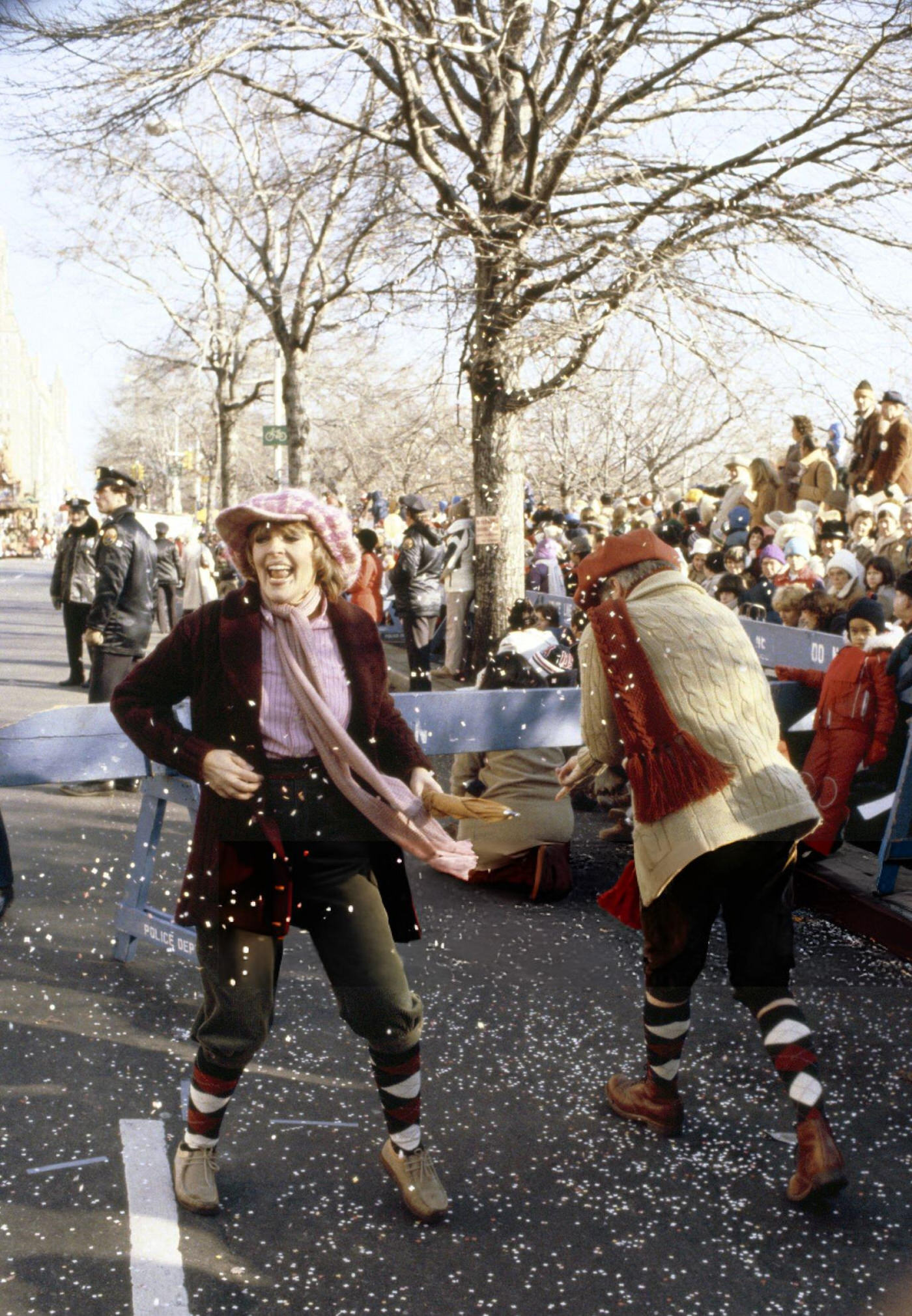 Two Women Spectators Dance In The Street During The 1981 Macy'S Thanksgiving Day Parade.