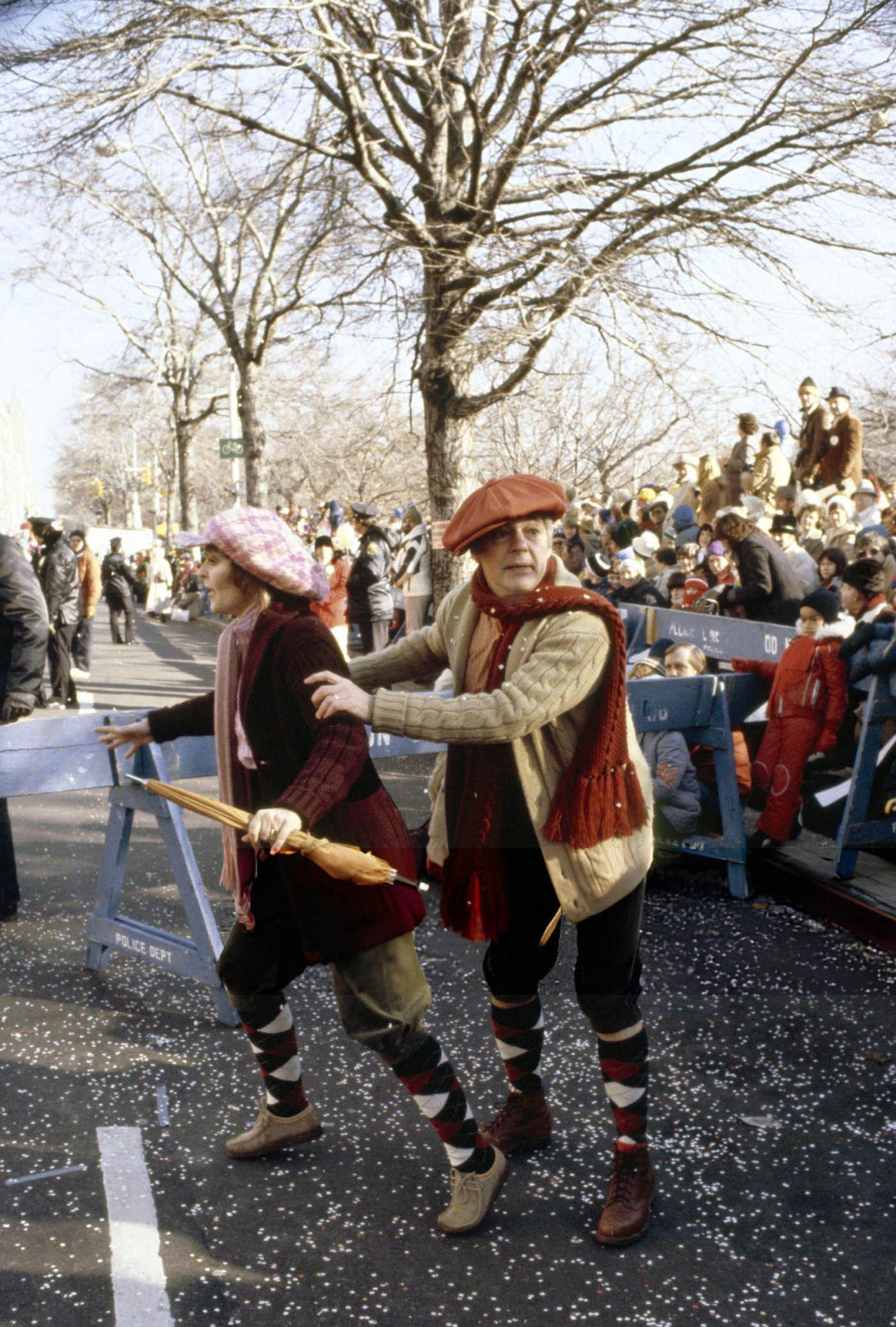 Two Women Spectators Dance In The Street During The 1981 Macy'S Thanksgiving Day Parade.