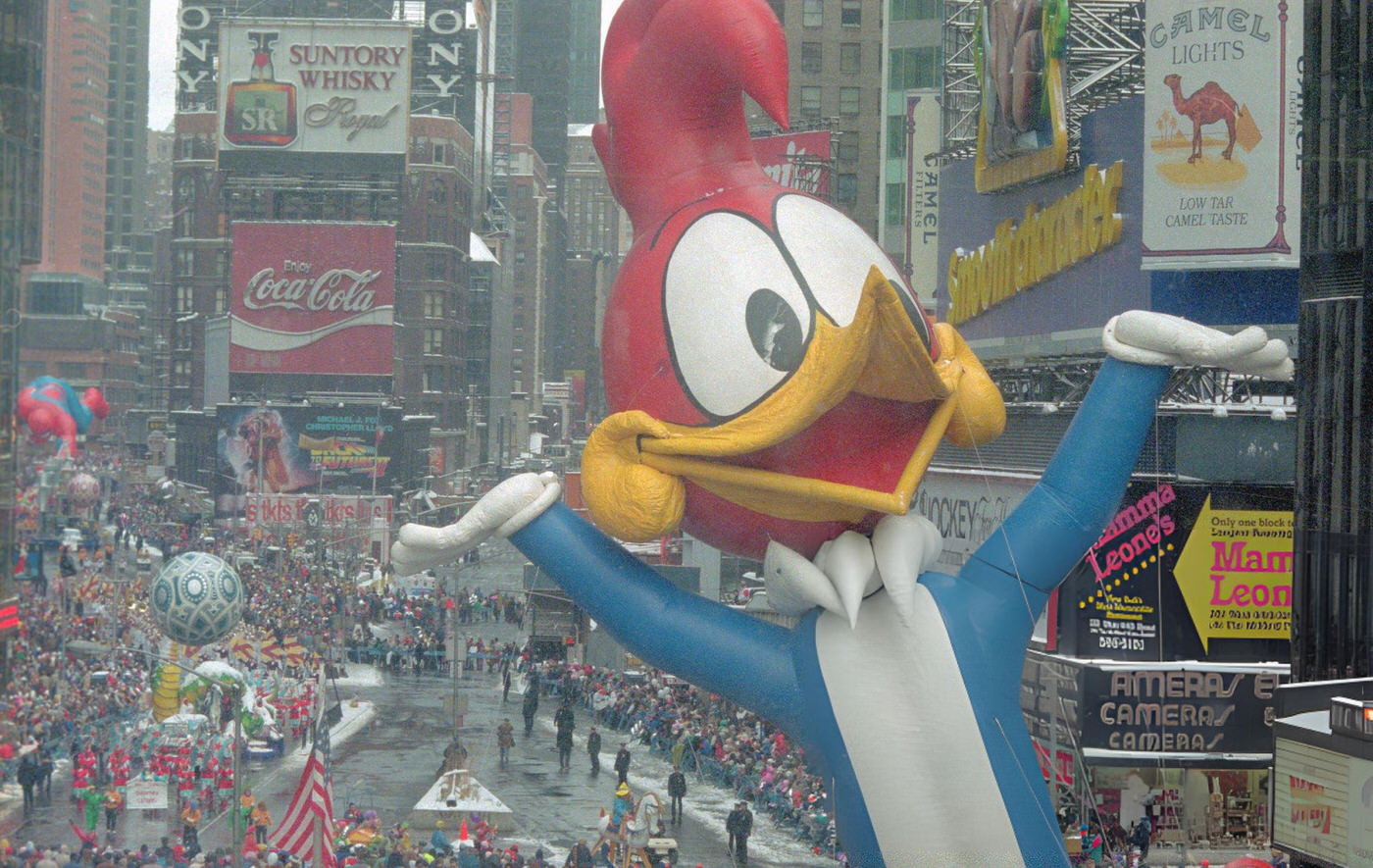 The Woody Woodpecker Balloon Floats Past One Times Square During The 63Rd Annual Macy'S Thanksgiving Day Parade.