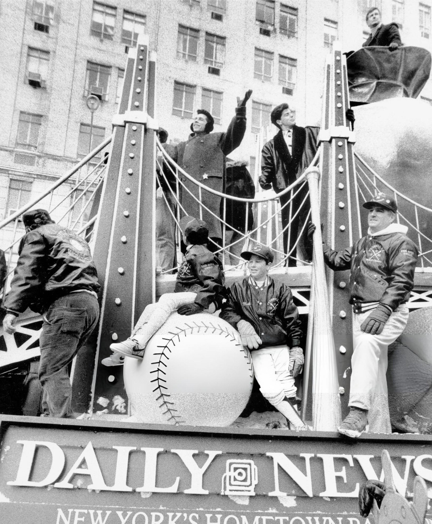 New Kids On The Block On The Daily News Float During The Macy'S Thanksgiving Day Parade.