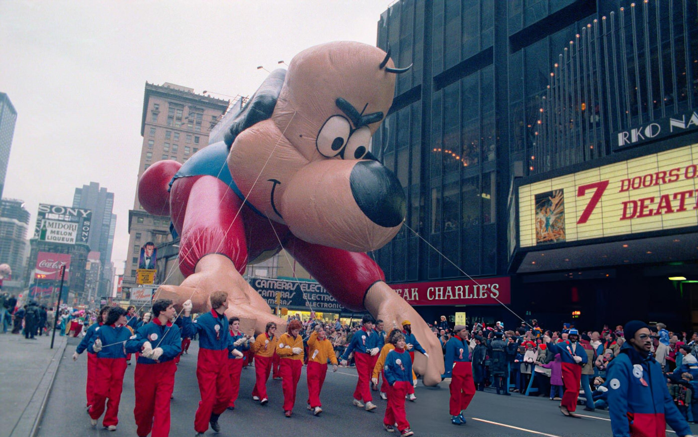 A Giant Balloon Of Cartoon Character &Amp;Quot;Underdog&Amp;Quot; Travels Along Broadway In The Macy'S Thanksgiving Day Parade.