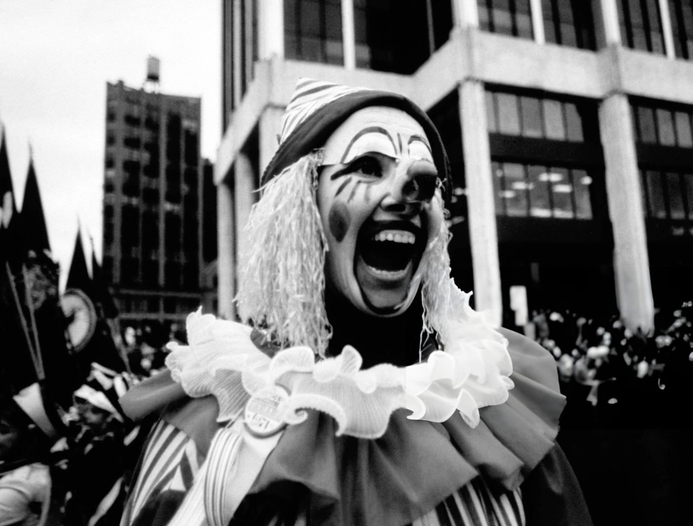 A Clown Smiles During The 55Th Annual Macy'S Thanksgiving Day Parade, November 26, 1981.