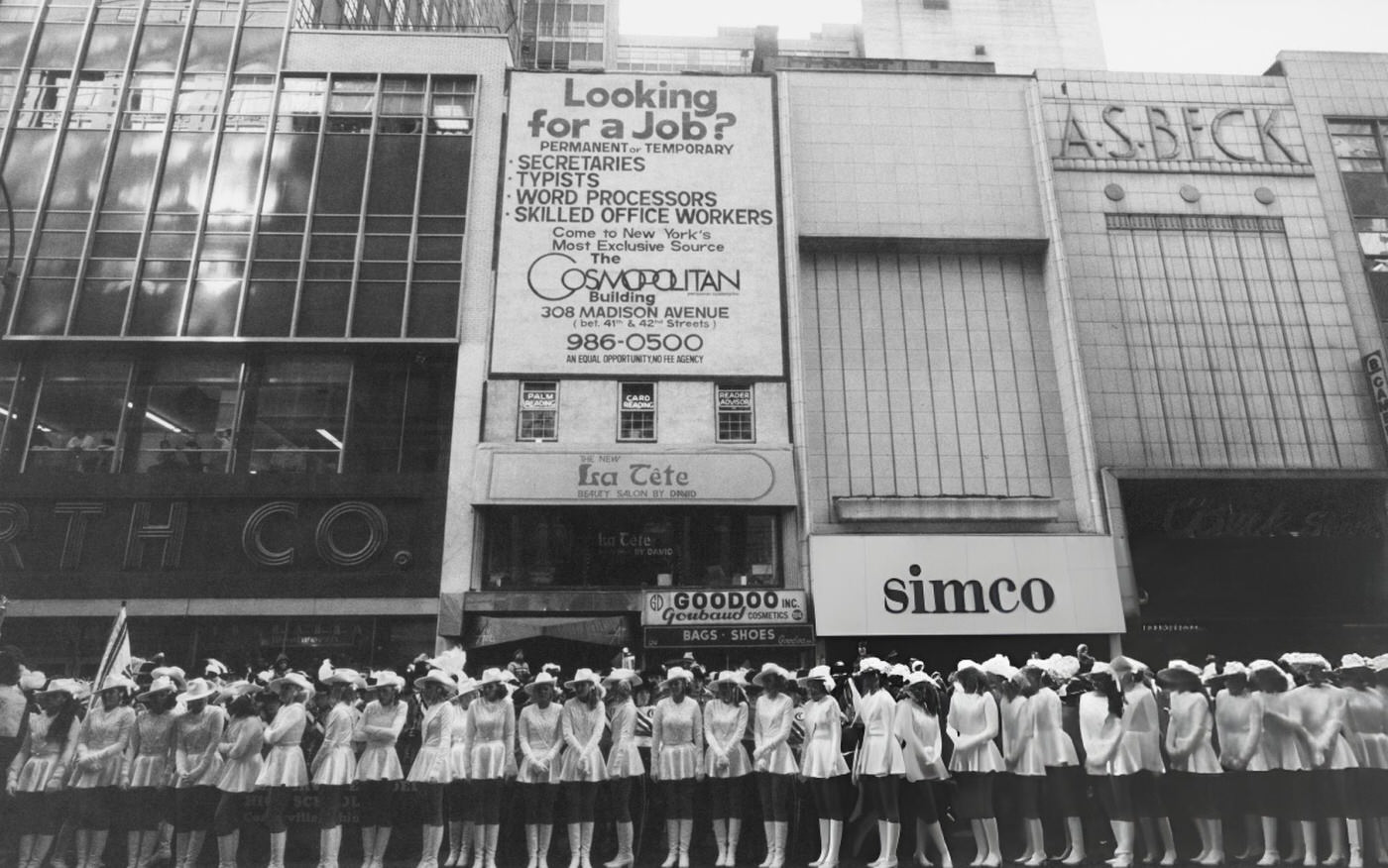 Women In Majorette Costumes Try To Keep Warm During The Macy'S Thanksgiving Day Parade, 1982.