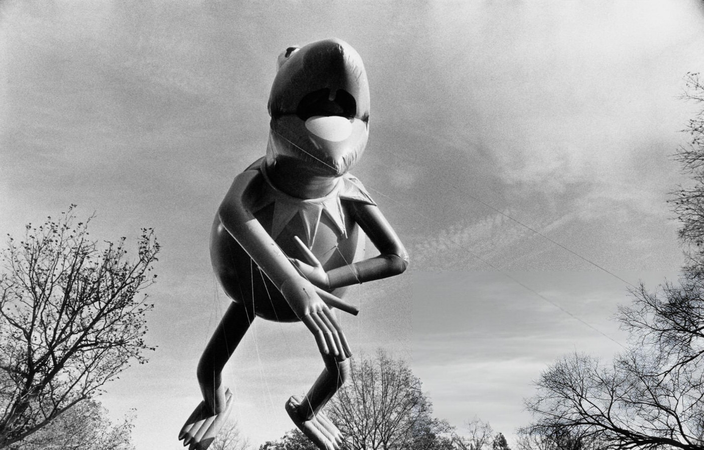 A Huge Inflatable Kermit The Frog In Central Park During The Macy'S Thanksgiving Day Parade, November 22, 1990.