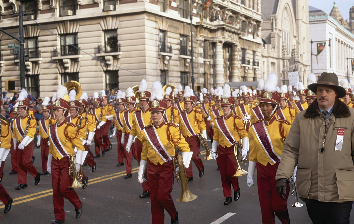 A Marching Band During The 1996 Macy'S Thanksgiving Day Parade.