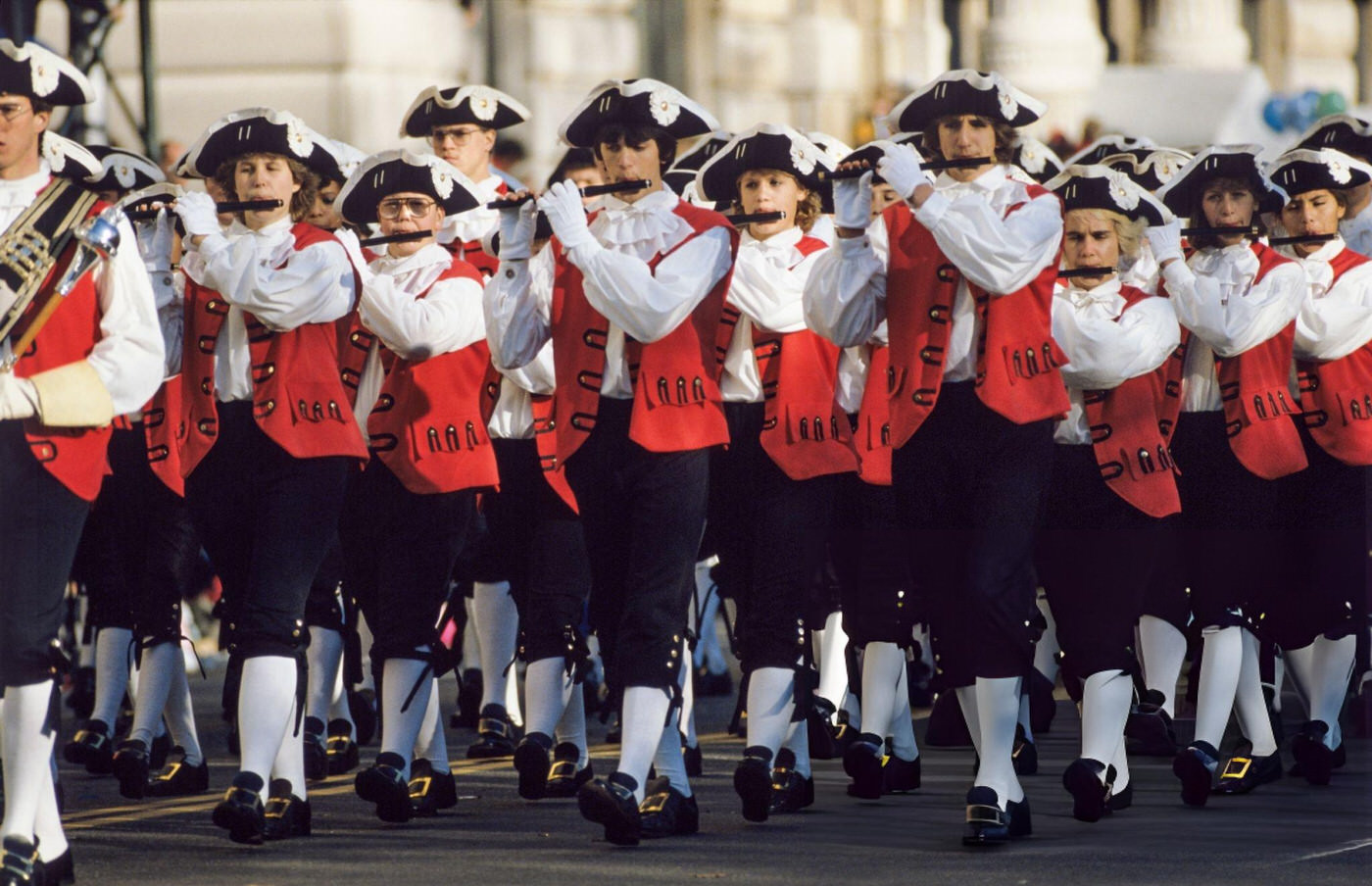 A Pipe Band In Colonial Costume Plays During The Macy'S Thanksgiving Day Parade, November 27, 1997.
