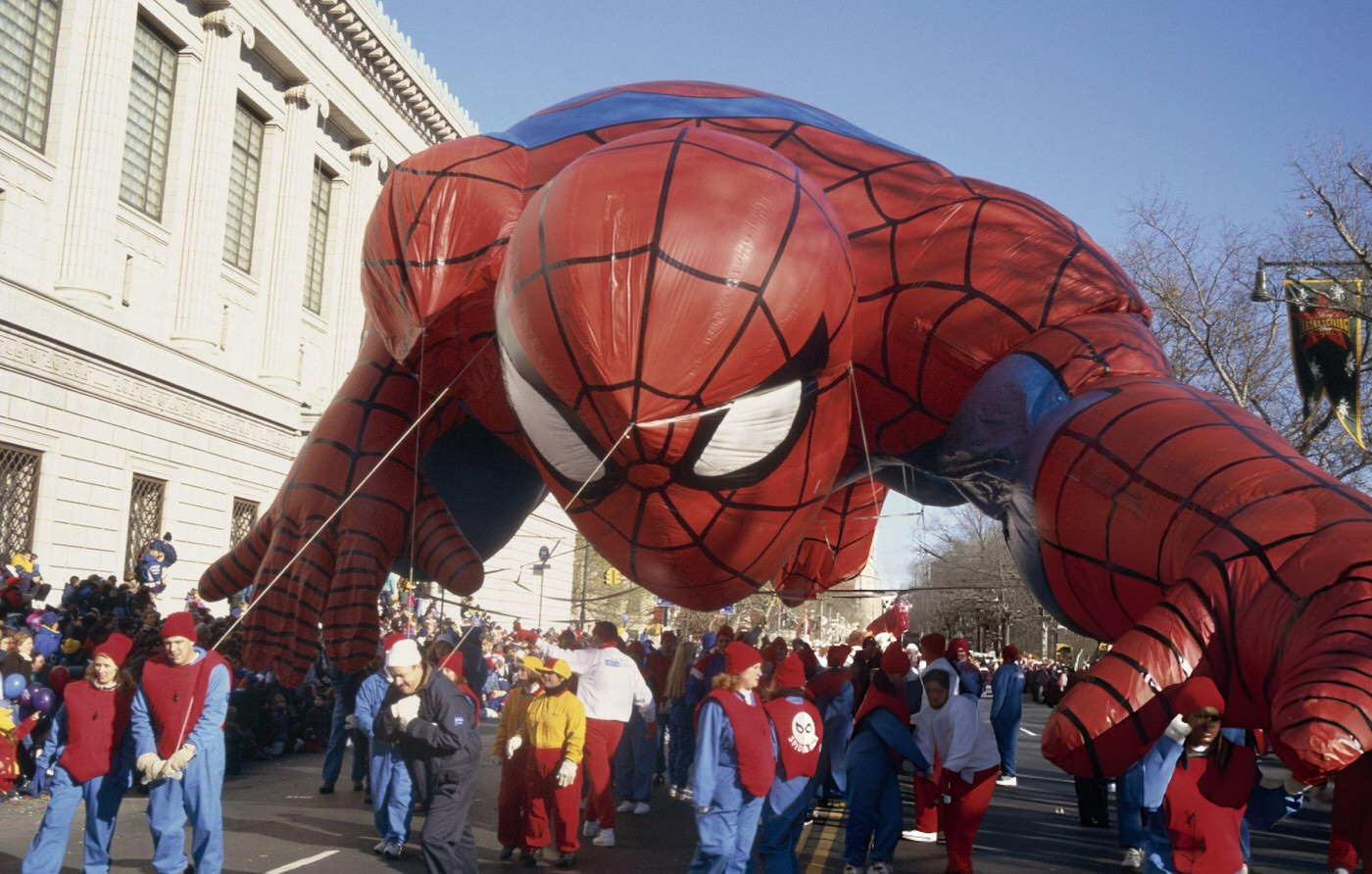 The Spiderman Balloon During The 1997 Macy'S Thanksgiving Day Parade.